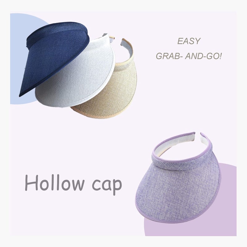 jecvxor Cloth Covered Slip-On Visor for Women, Adjustable Cap Sports Sun Visors for Men - Image 2